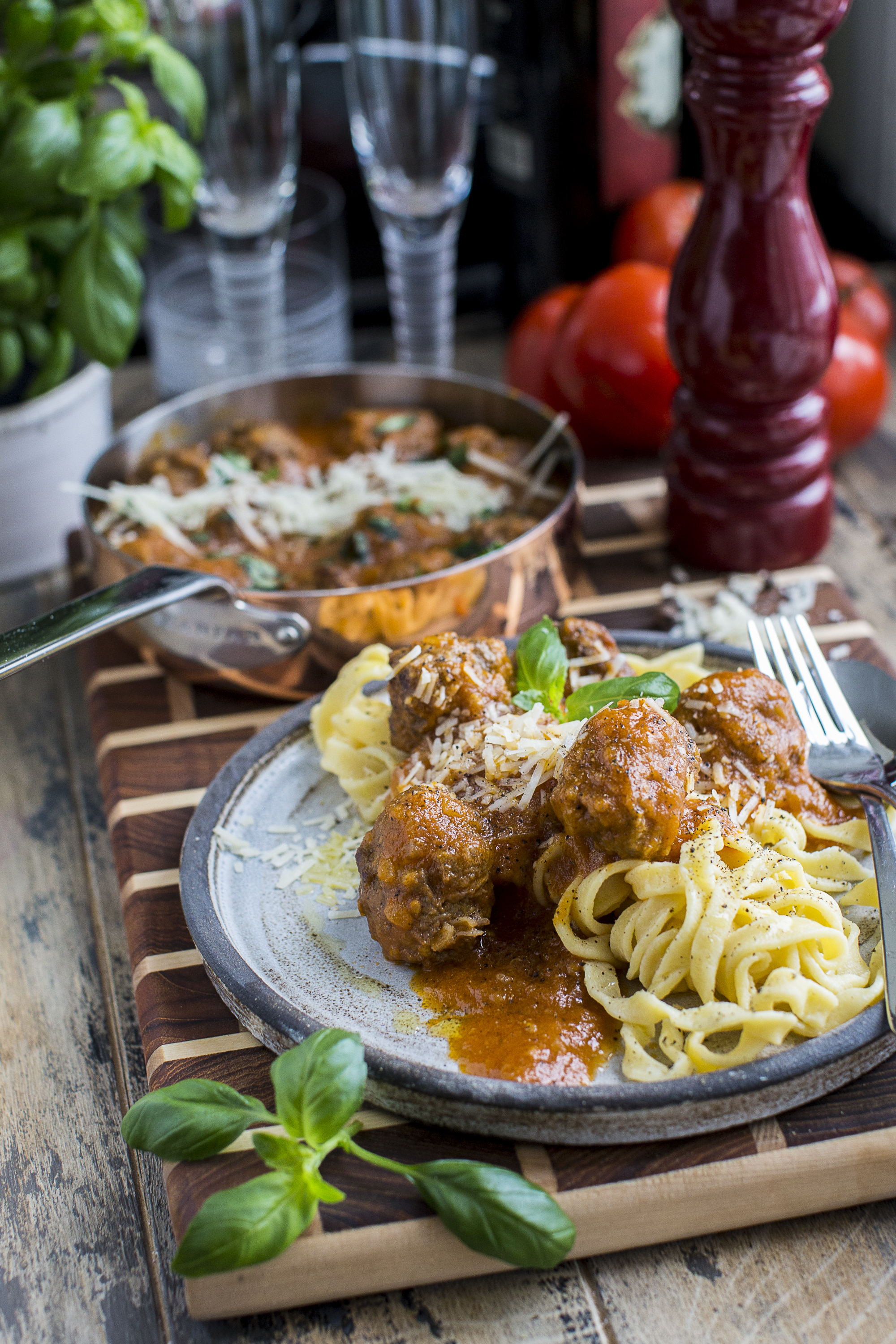 Fettuccine and meatballs - Ankarsrum Australia