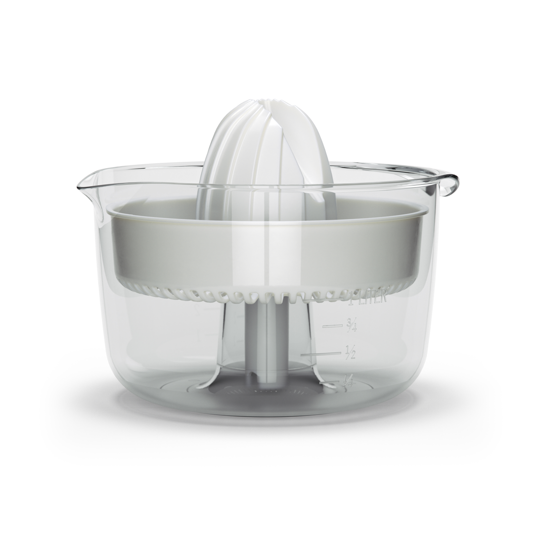 A citrus press sitting on top of a white table.