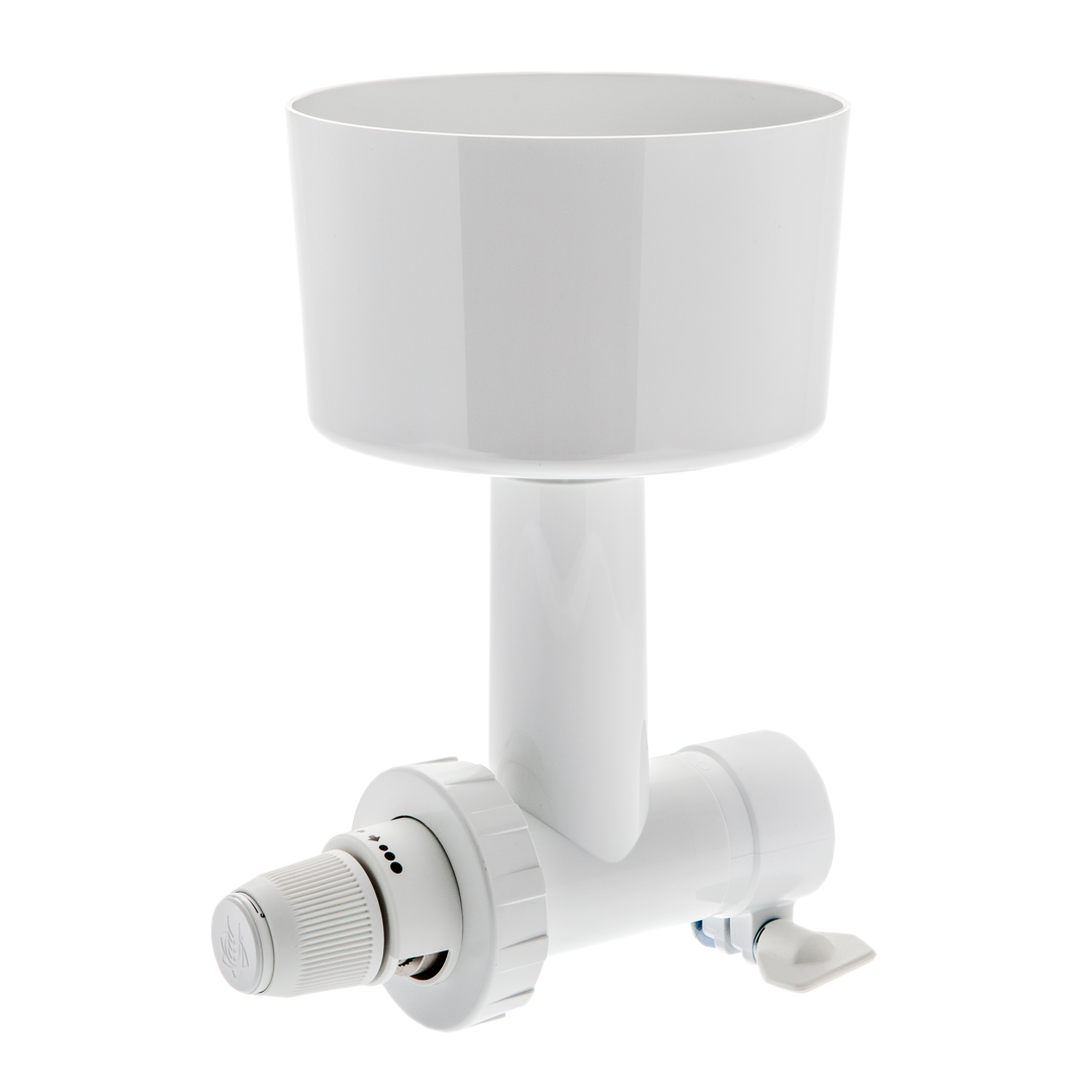 A close up of a grain mill on a white background.