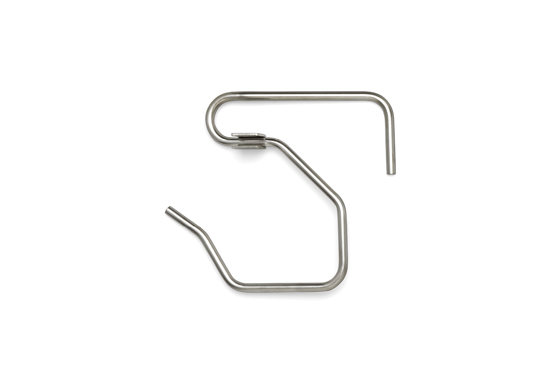 A dough hook on a white background.