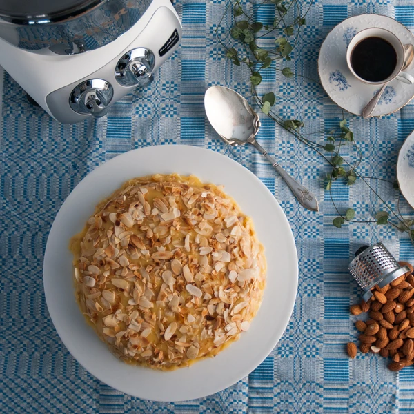 You must try this almond cake. Serve it with some lightly whipped cream.