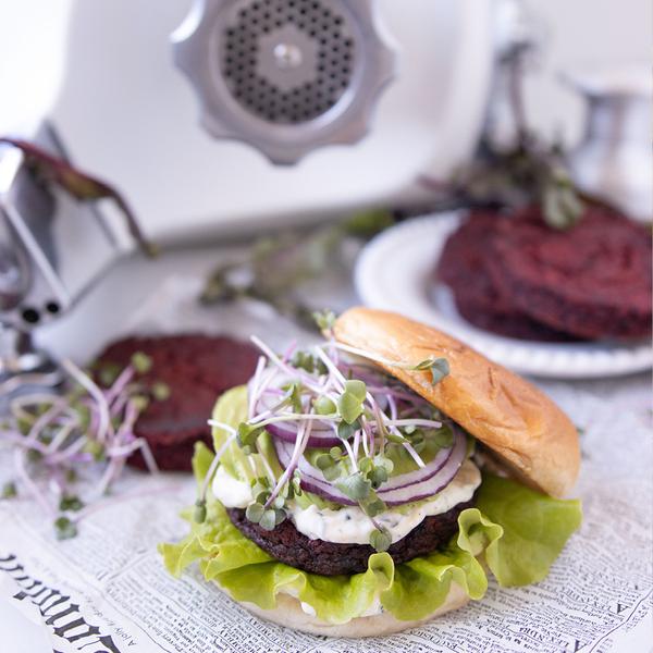 Of course, you can make vegetarian burgers with our Mincer as well. Here is a recipe for these delicious Beetroot burgers.