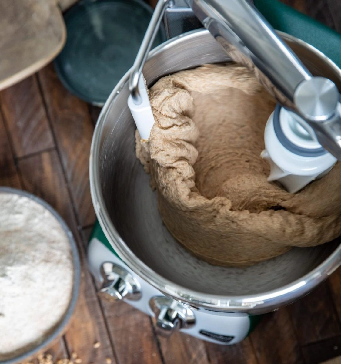 dough kneading with Ankarsrum stand mixer