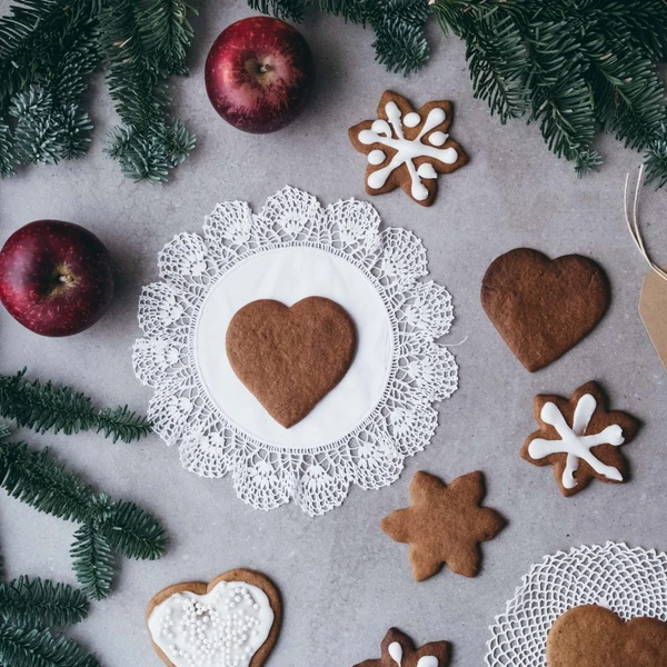 Christmas Gingerbread cookies in different shapes