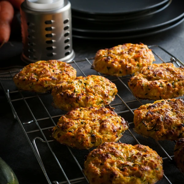 Hier ist ein köstliches Rezept, wie Ihr eigene vegetarische Burger aus Karotten, Zucchini und Halloumi mit unserem Gemüseschneider zubereiten könnt 