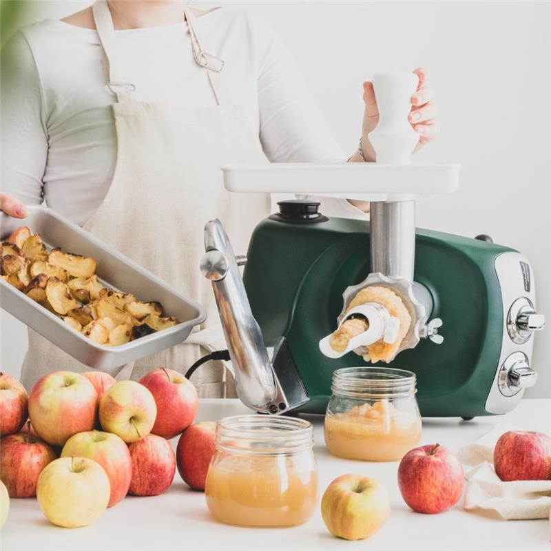 Strainer attachment for Ankarsrum stand mixer used to make applesauce from fresh apples
